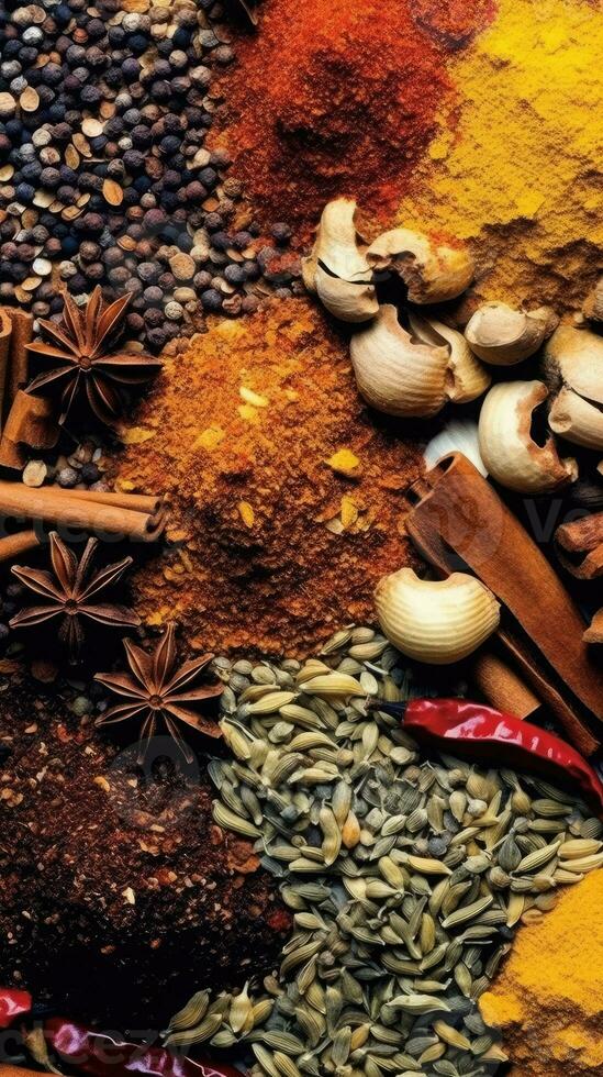 A closeup magazine quality shot of a traditional spices, AI Generated photo