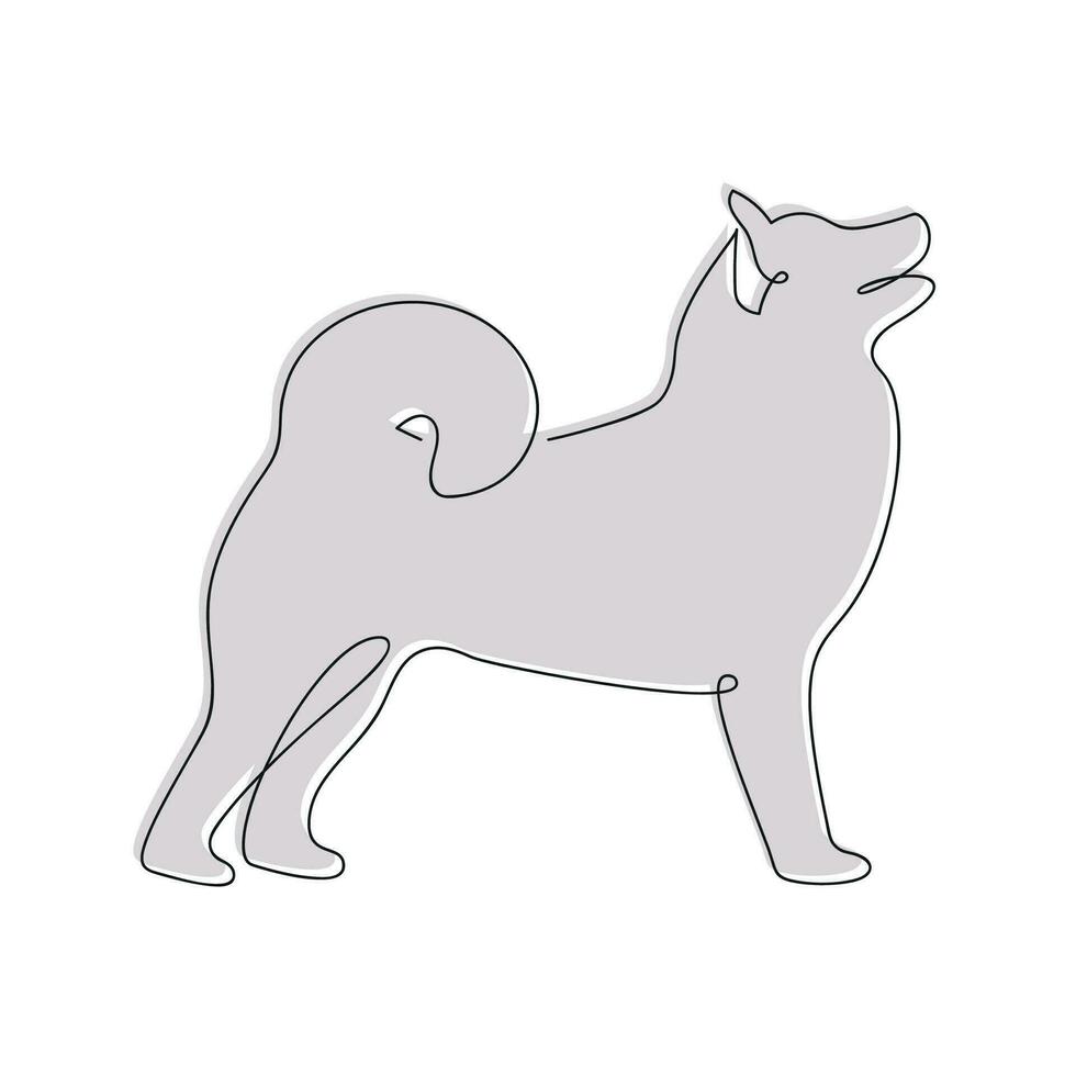 gris perro dibujado en uno continuo línea. uno línea dibujo, minimalismo vector ilustración.