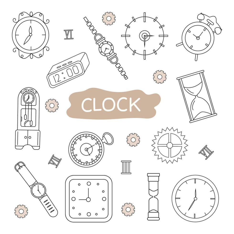 Vector set of clock illustrations