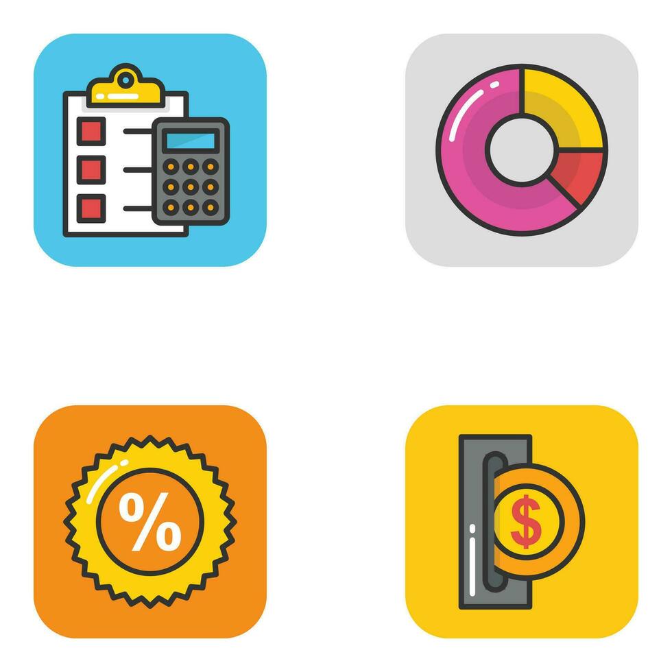 Set of Finance Growth Flat Outline Icons vector