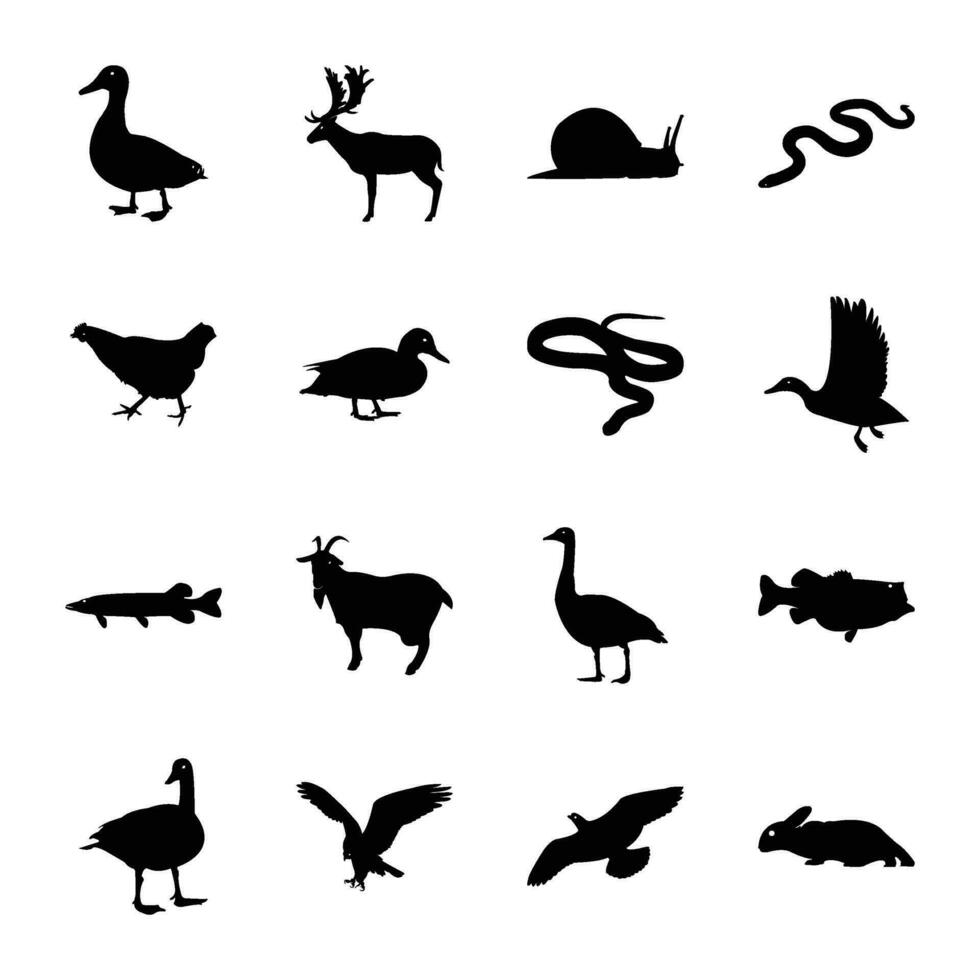 Pack of Beasts Solid Icon Vectors