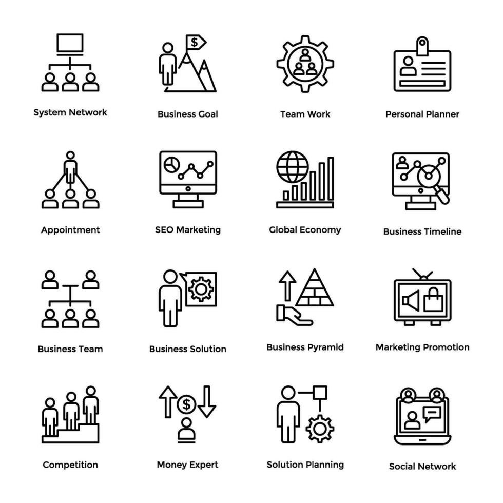 Business and Finance Line Vector Icons Set 20