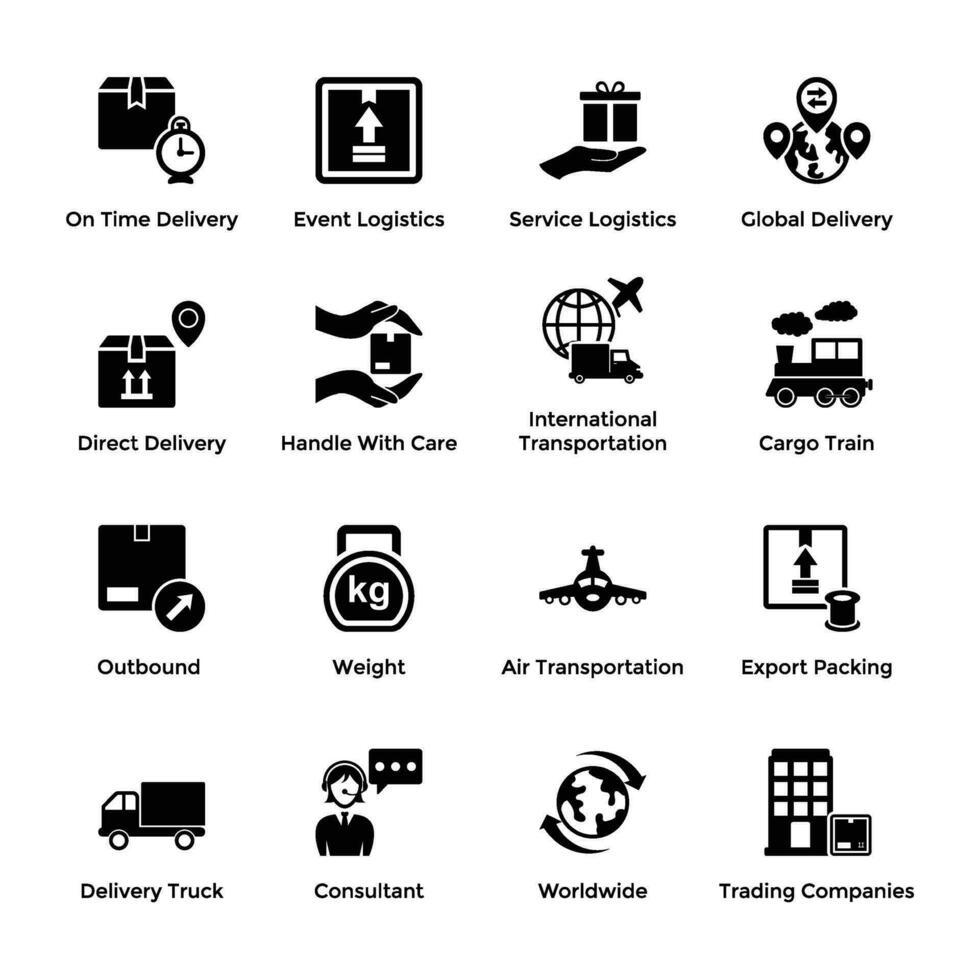 Logistic Delivery Modern Glyph Icons vector