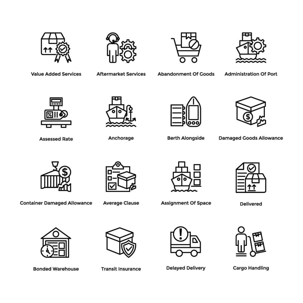 Vector Line Icons Collection Of Logistic Delivery