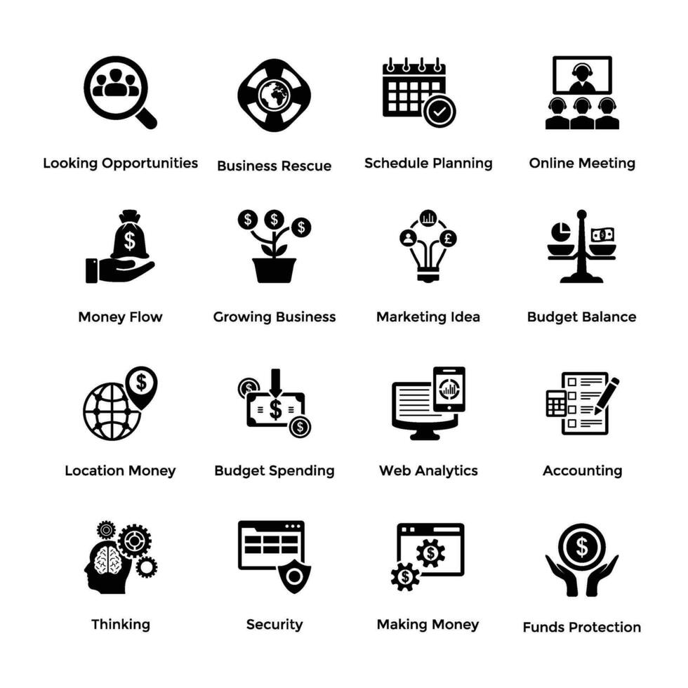 Pack of Solid Team Management Icons vector