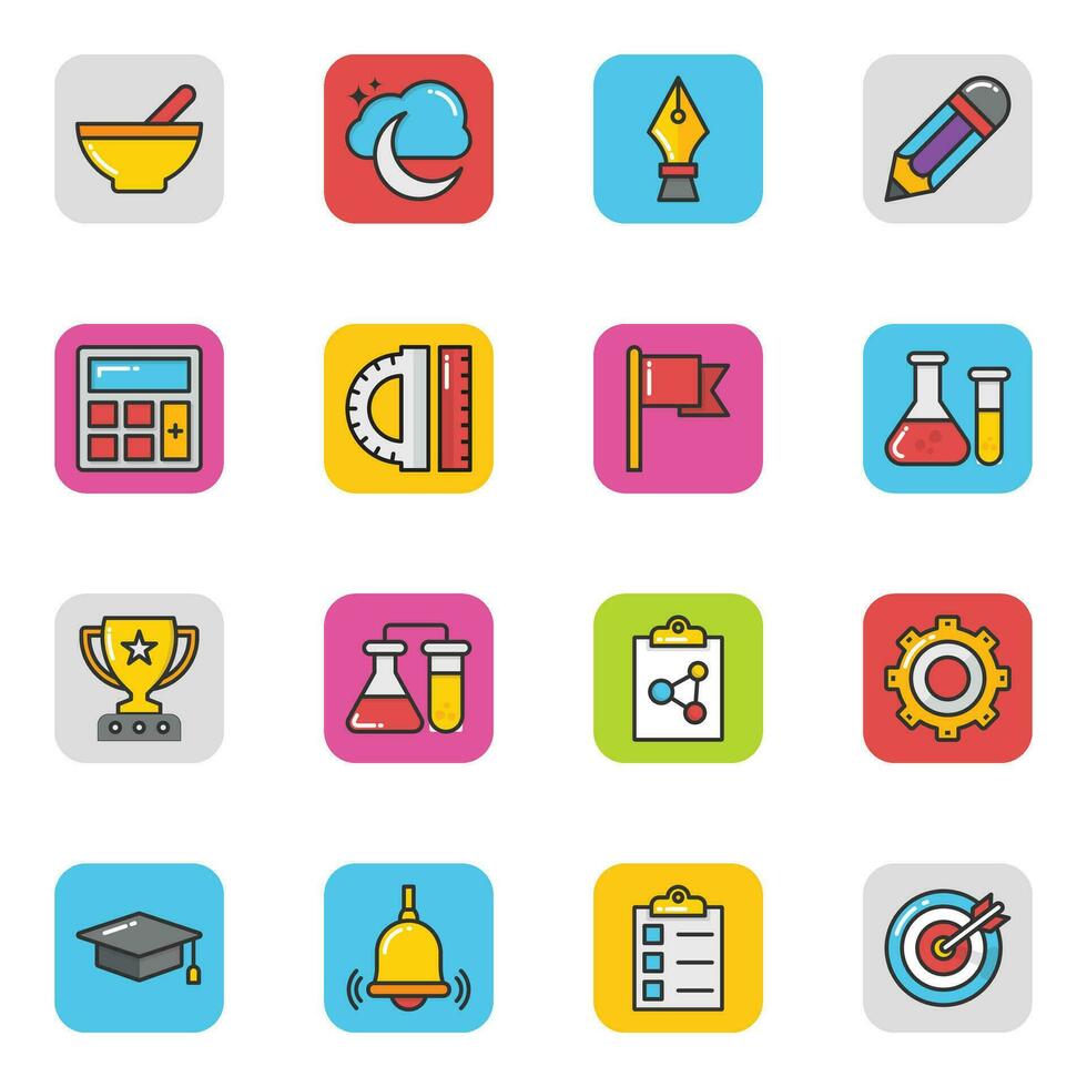 Trendy set of Study Stuff Flat Icons vector