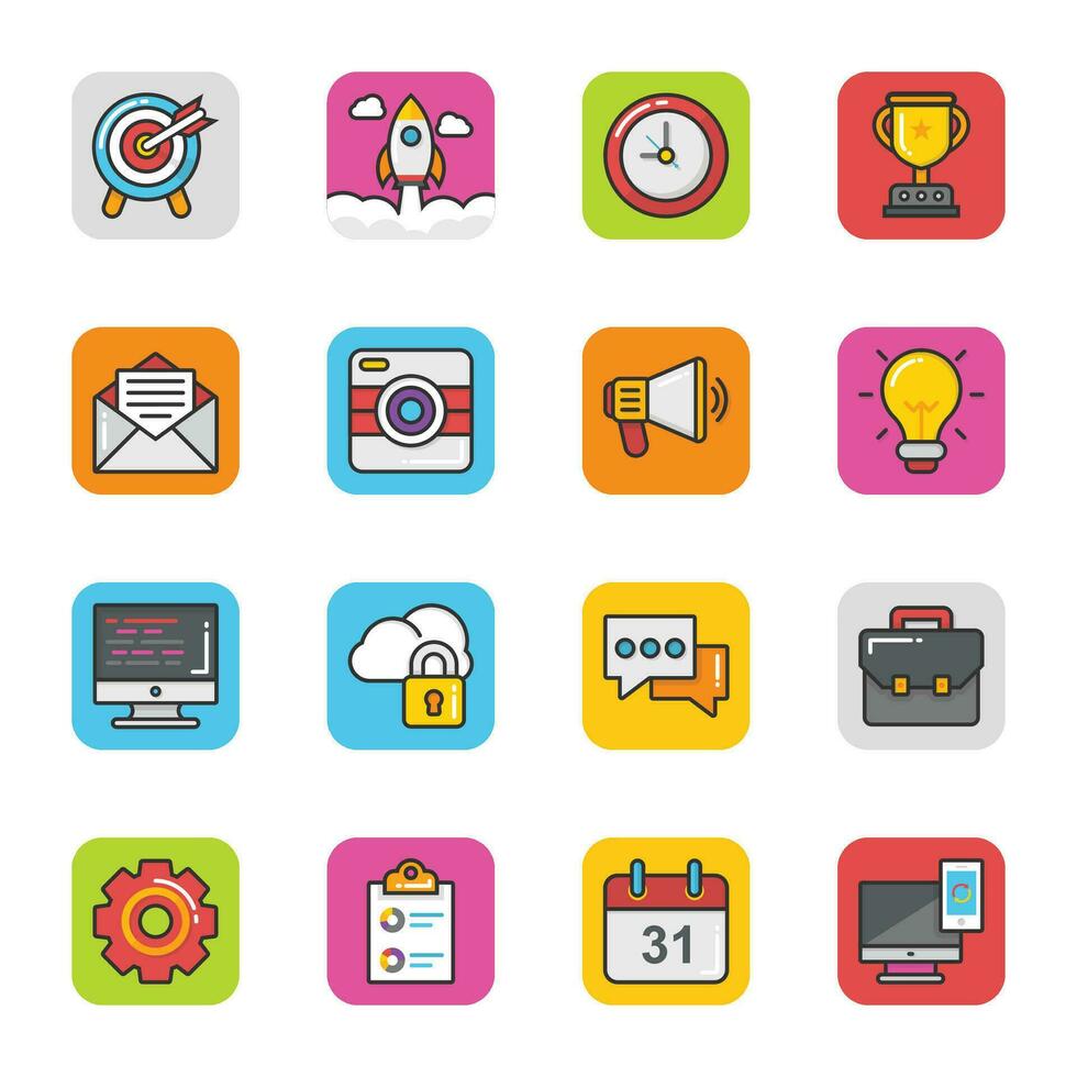 Pack of Web Content Flat Icons vector