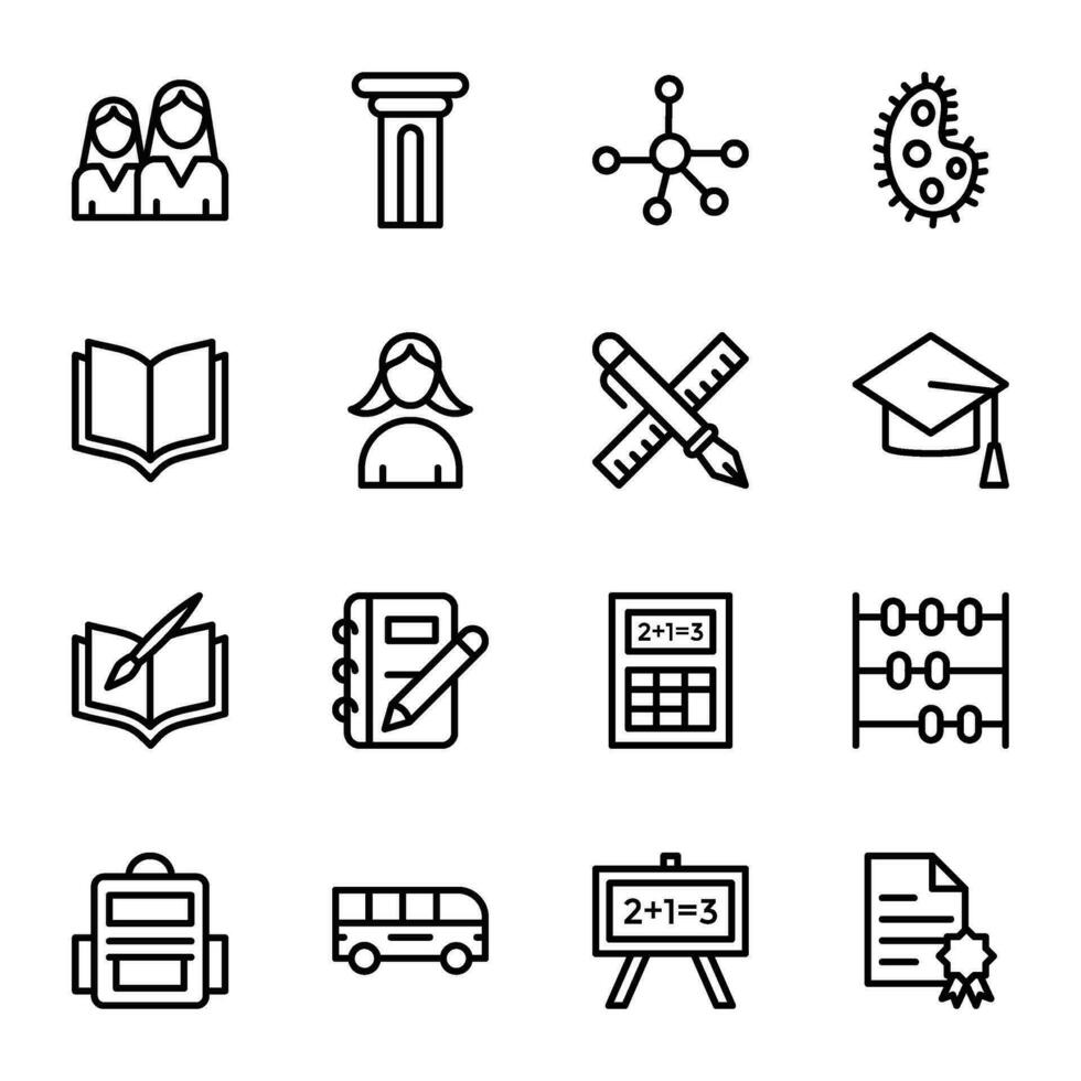 Academics Icon Collection in Linear Style vector