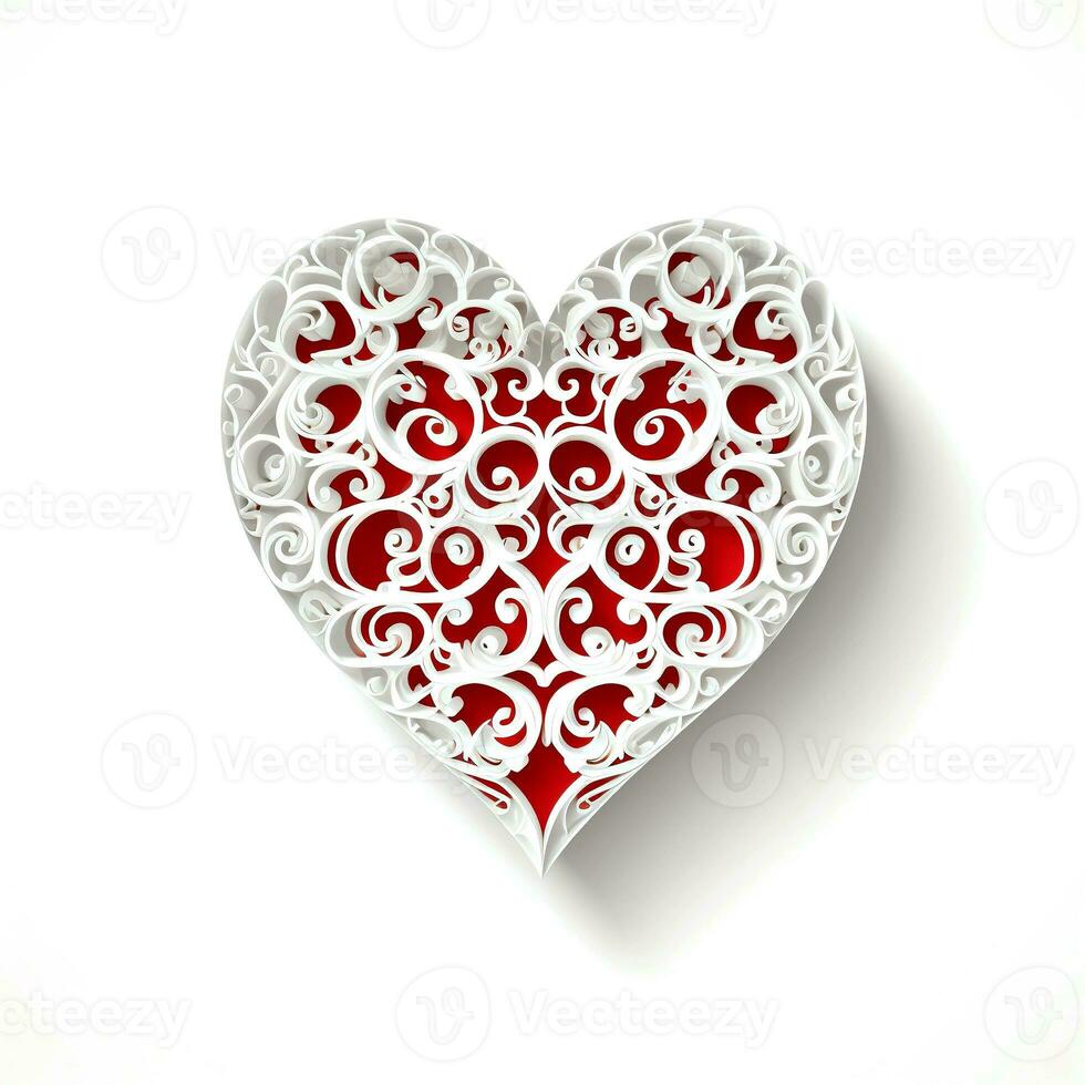 White handmade heart. Paper art cut out original Valentine's Day gift. AI Generated photo