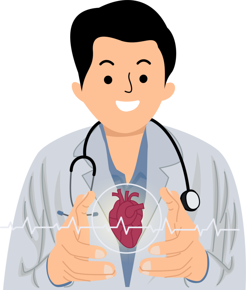 male doctor hold icon human heart in hands png