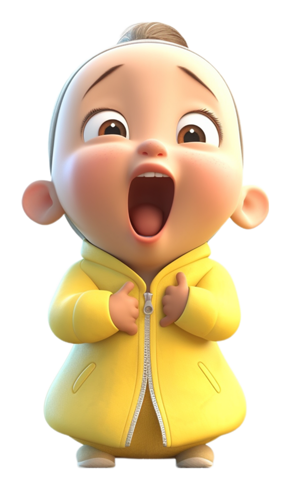 Cute and adorable little boy 3d character wearing yellow clothes, generative ai png