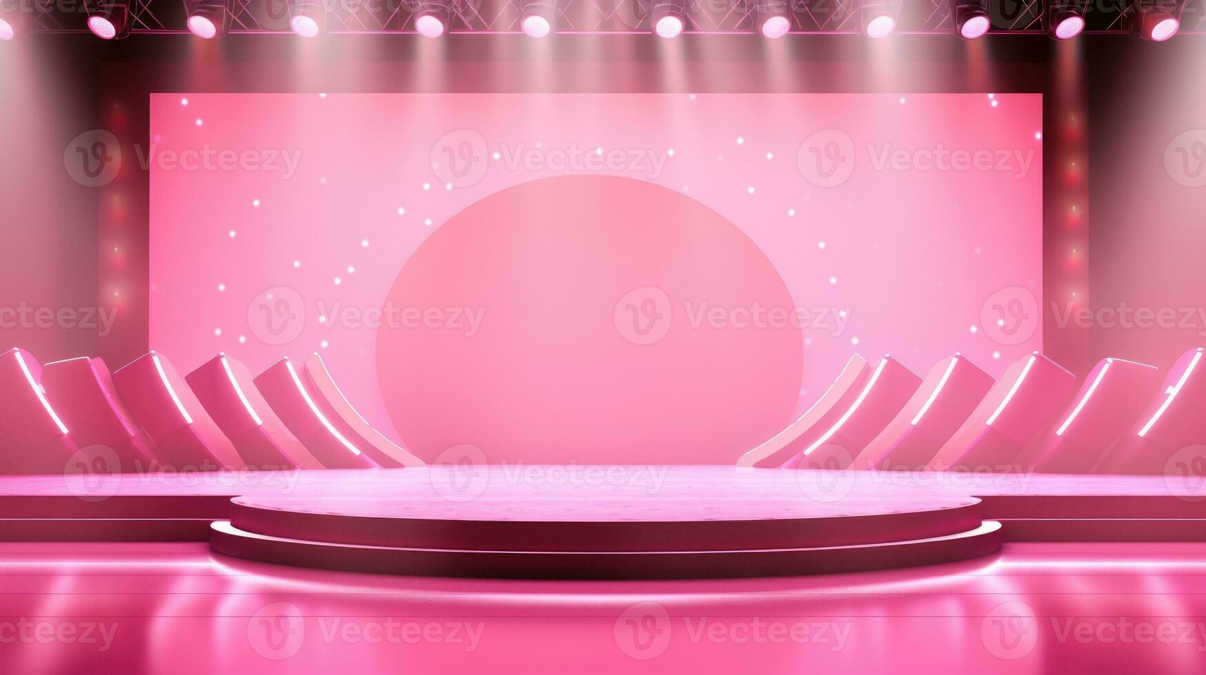 Stage light and pink glitter lights on floor. Abstract background ...