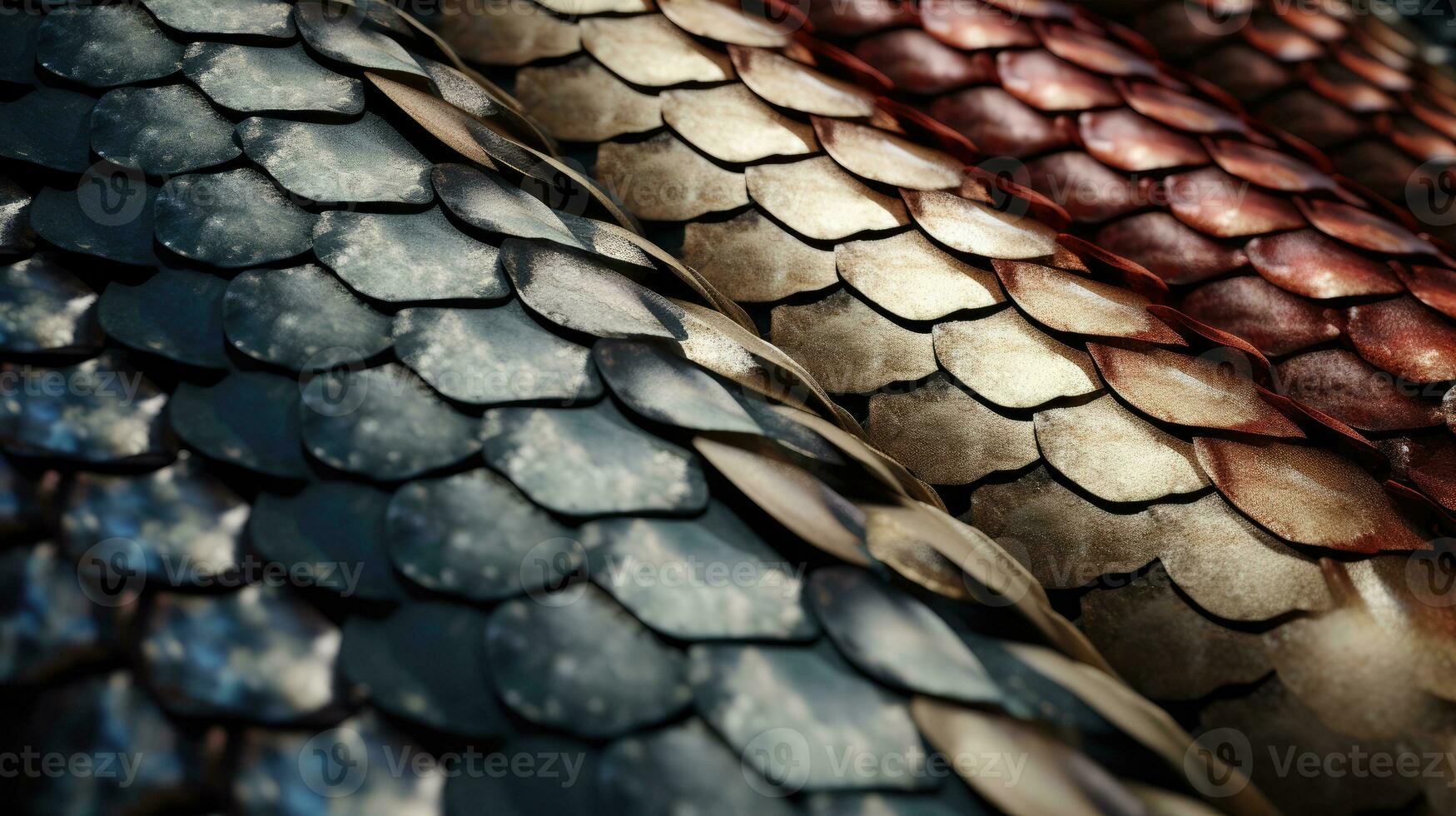 Bbackground of the golden colorful skin of a snake. Dragon scale texture photo