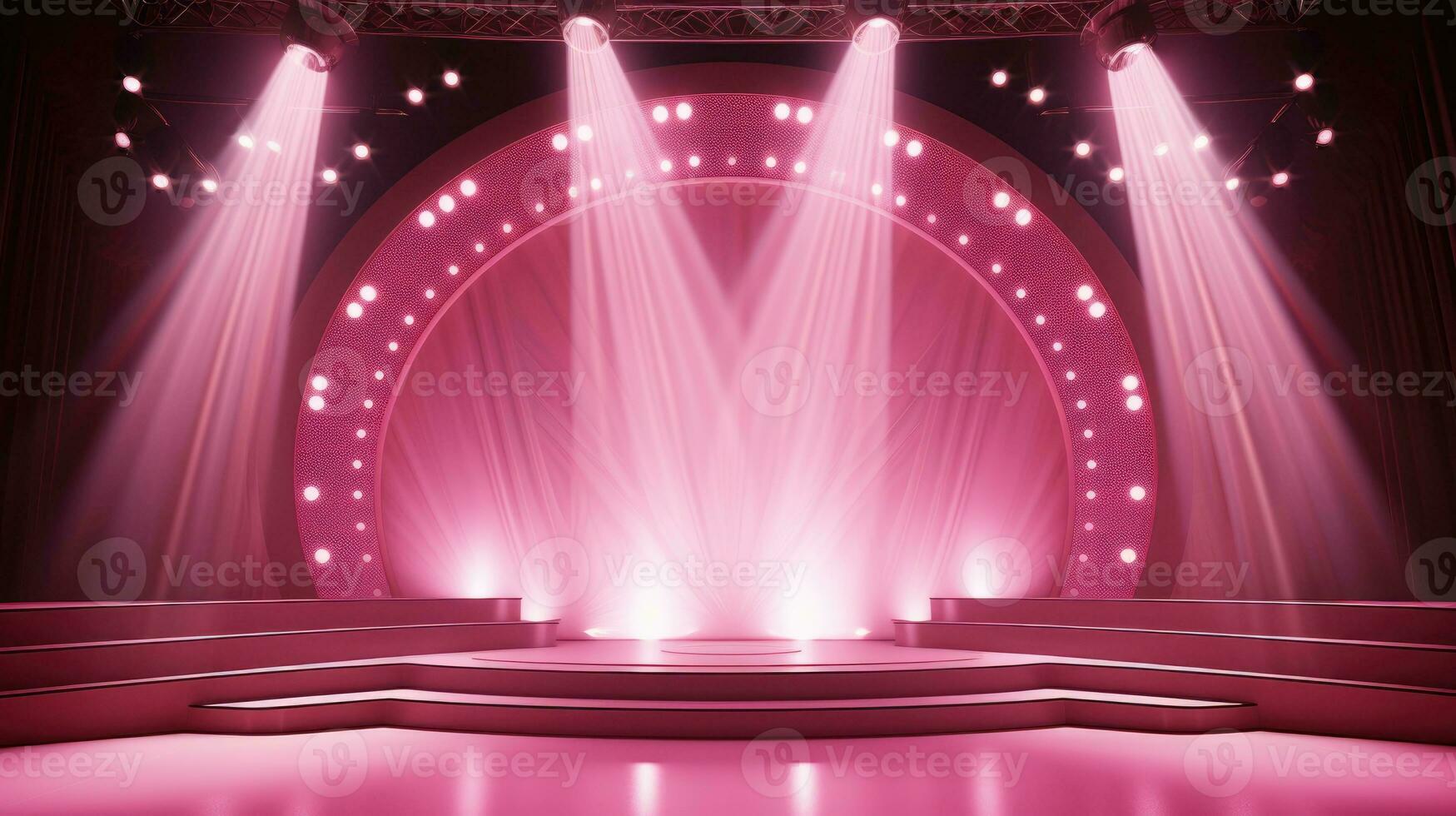 Stage light and pink glitter lights on floor. Abstract background. photo