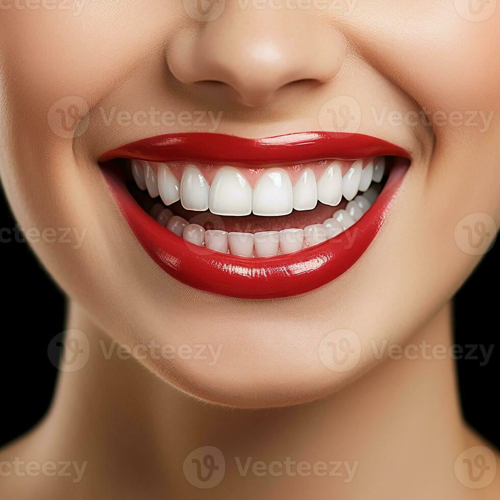 Smiling Model with perfect White Teeth. Smile of a happy cheerful girl with white teeth and smooth skin. photo