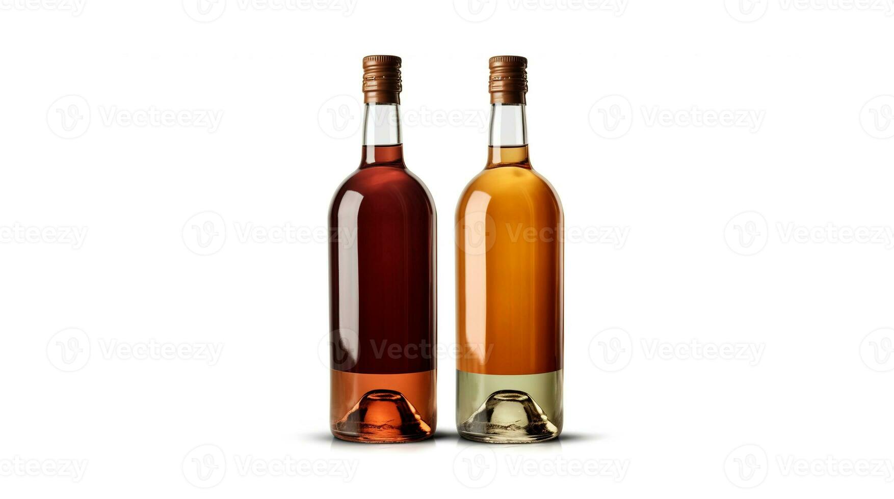 Two wine bottle. Templatefor advertising company promotion your of product on white background with copy space. AI Generated photo