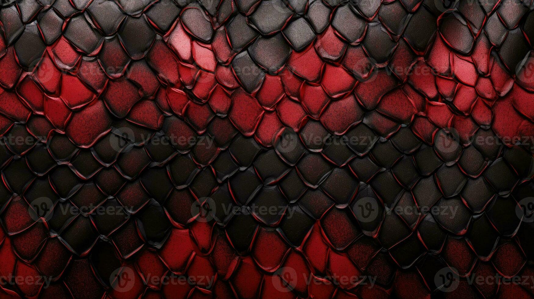Red and black exotic snake skin pattern or dragon scale texture as a wallpaper photo