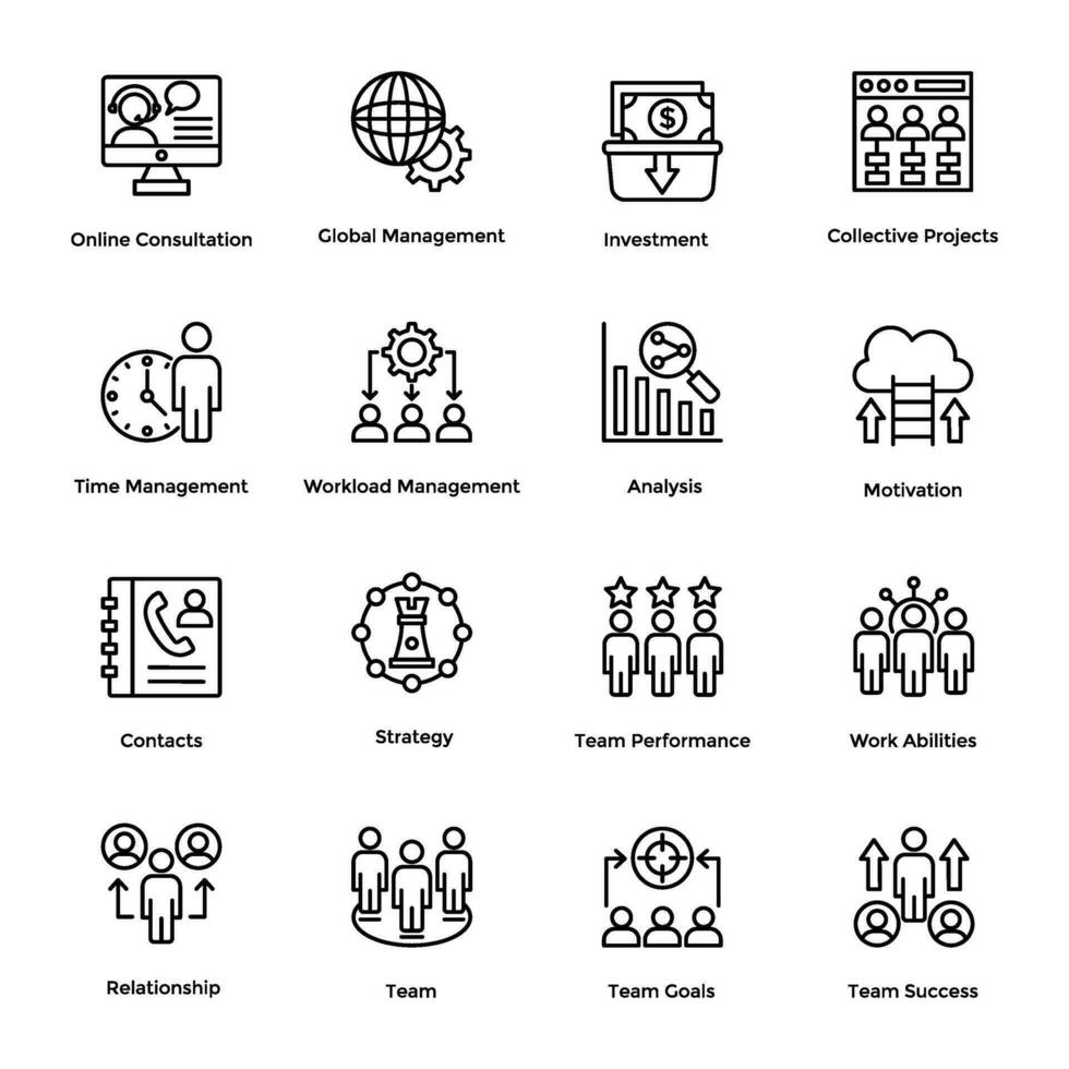 Project Management Pack of Line Icons vector