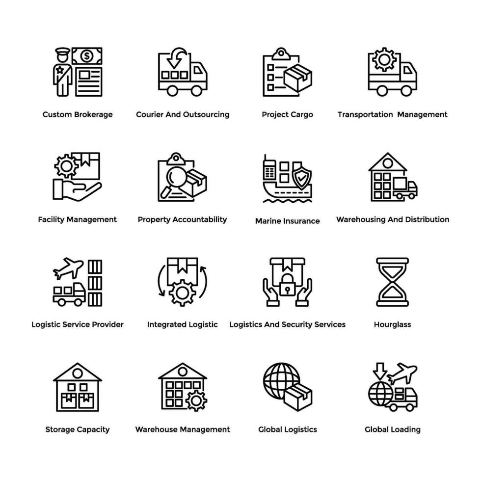 Logistic Delivery Line Vector Icons Pack