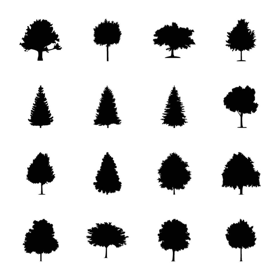Pack of Trees Glyph Icons vector