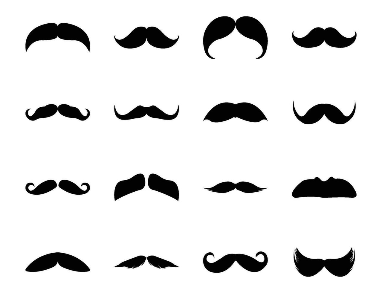 Glyph Icon Design Set of Mustaches vector