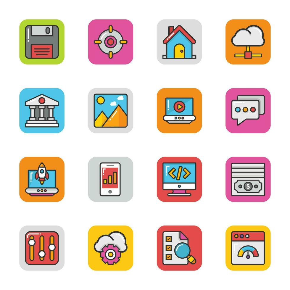 paquete de iconos planos web vector