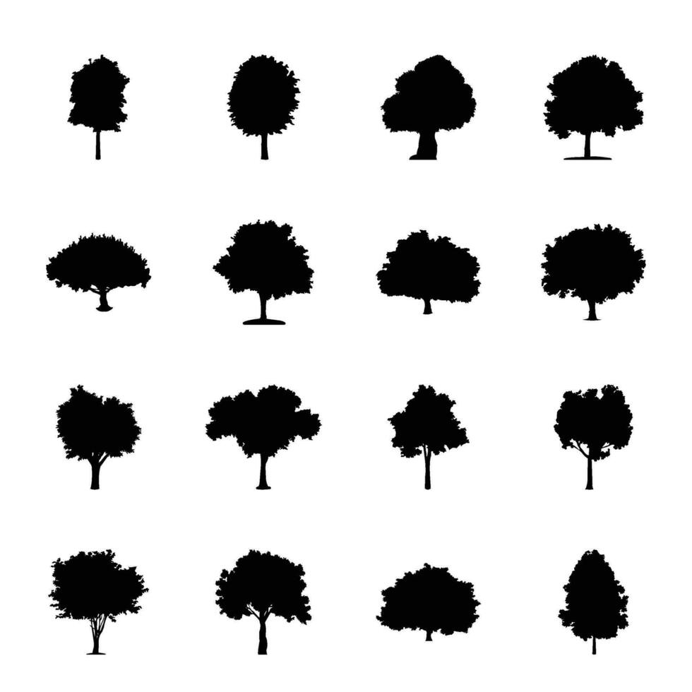 Pack of Trees Glyph Icons vector