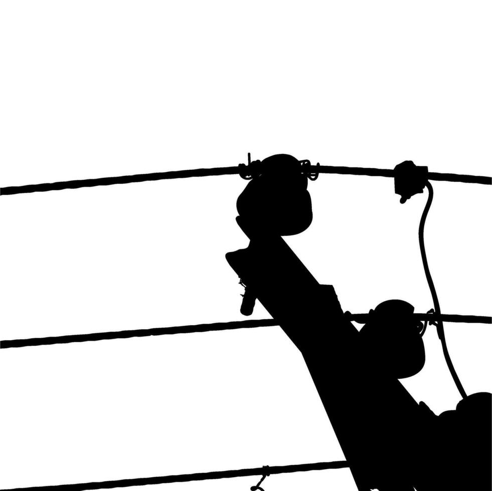 Electrical Wire on the Tower Silhouette. Vector Illustration