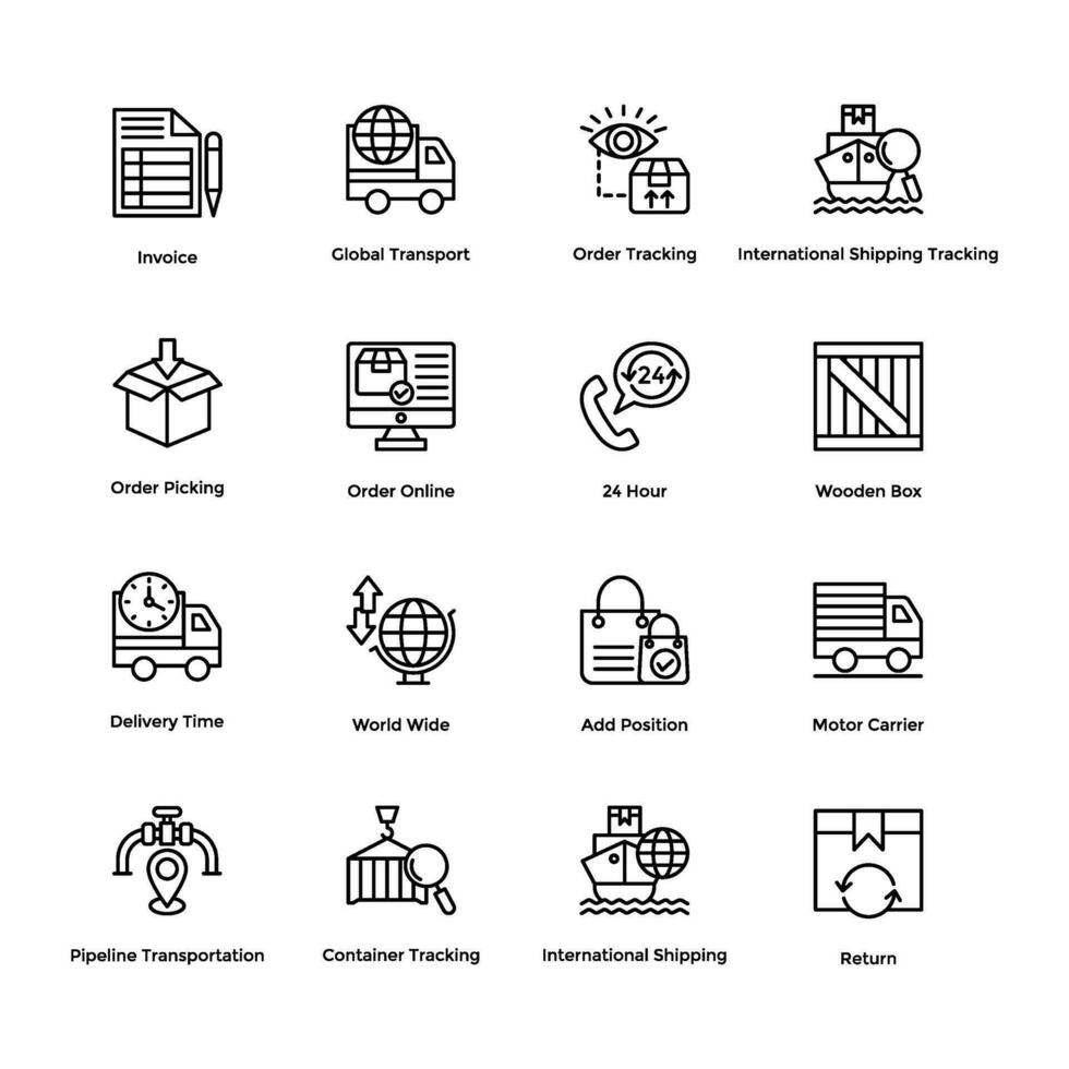 Vector Line Icons Pack Of Logistic Delivery