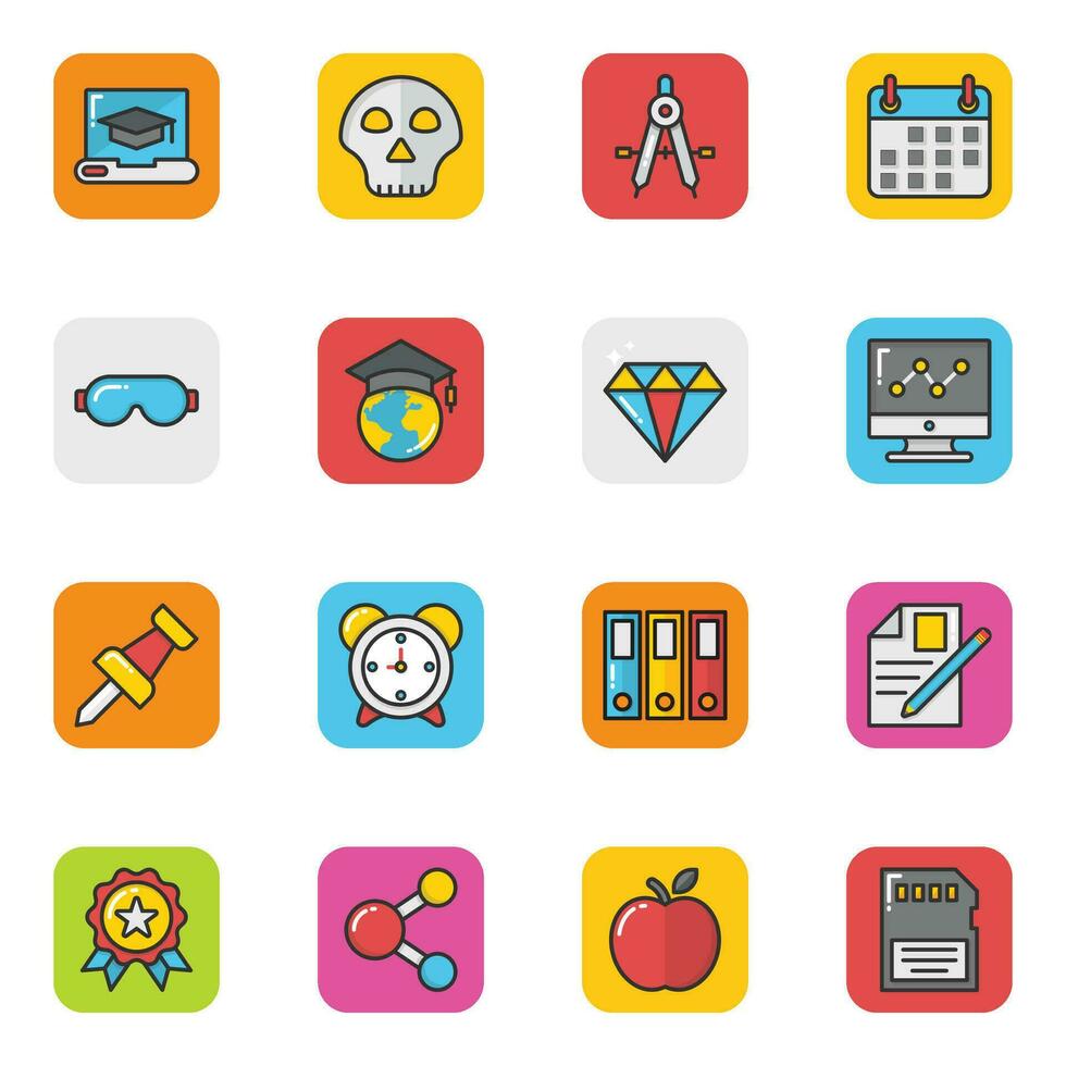 Bundle of Healthy Education Flat Icons vector