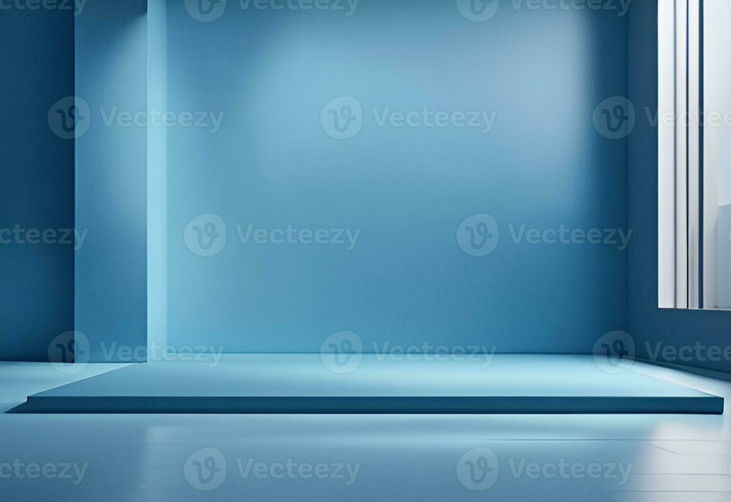 Beautiful abstract modern blue backdrop and white lighting for a product presentation with a smooth floor. photo