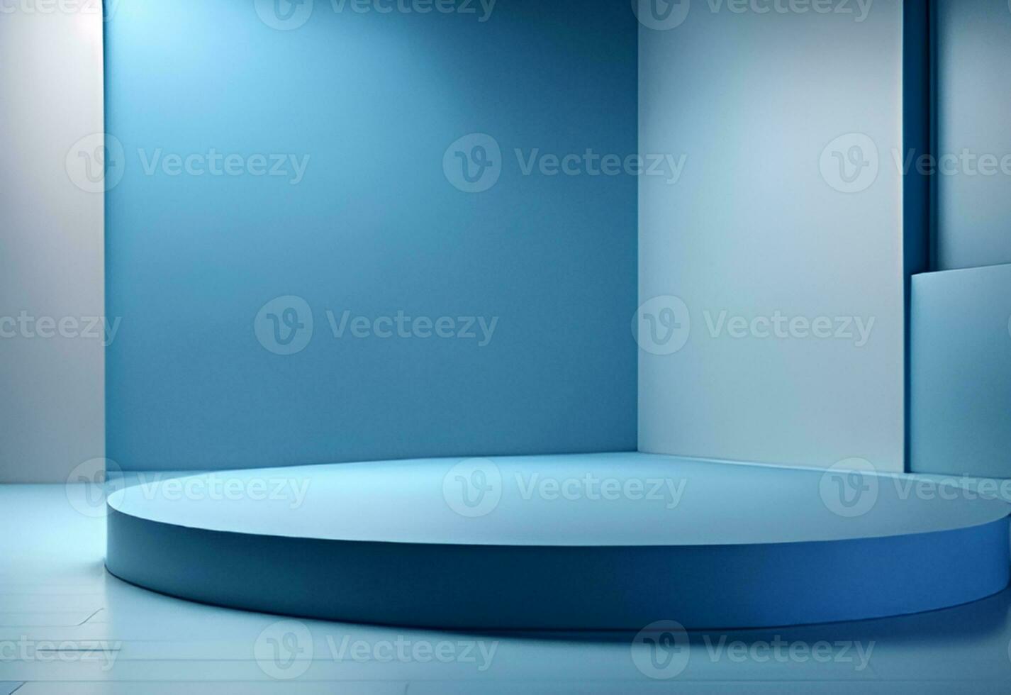 Beautiful abstract modern blue backdrop and white lighting for a product presentation. photo