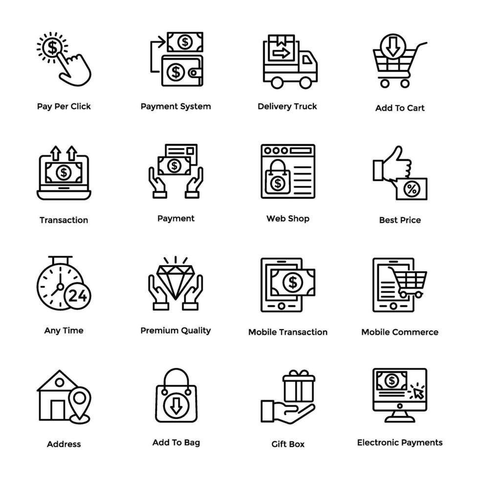 Pack Of Shopping Line Icons vector