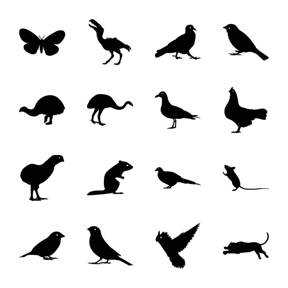 paquete de animales sólido icono vectores