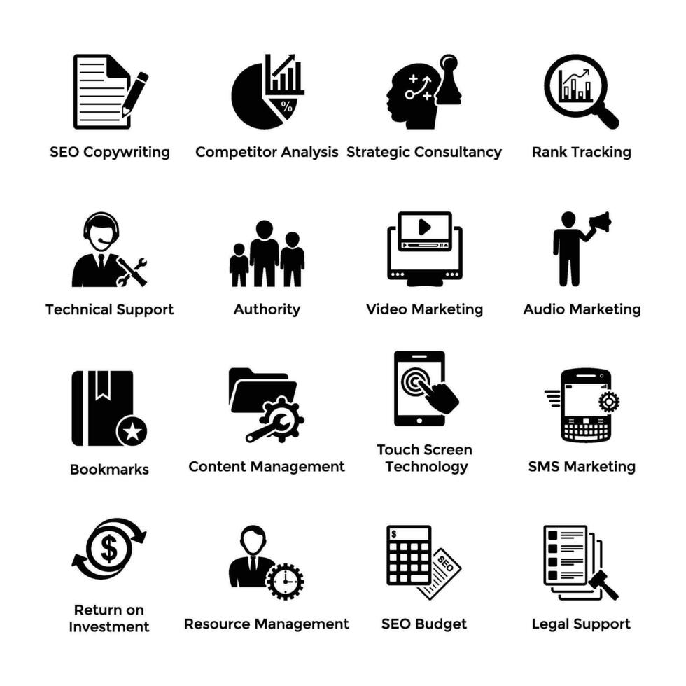 Pack of Business Planning Glyph Conceptual Icons vector