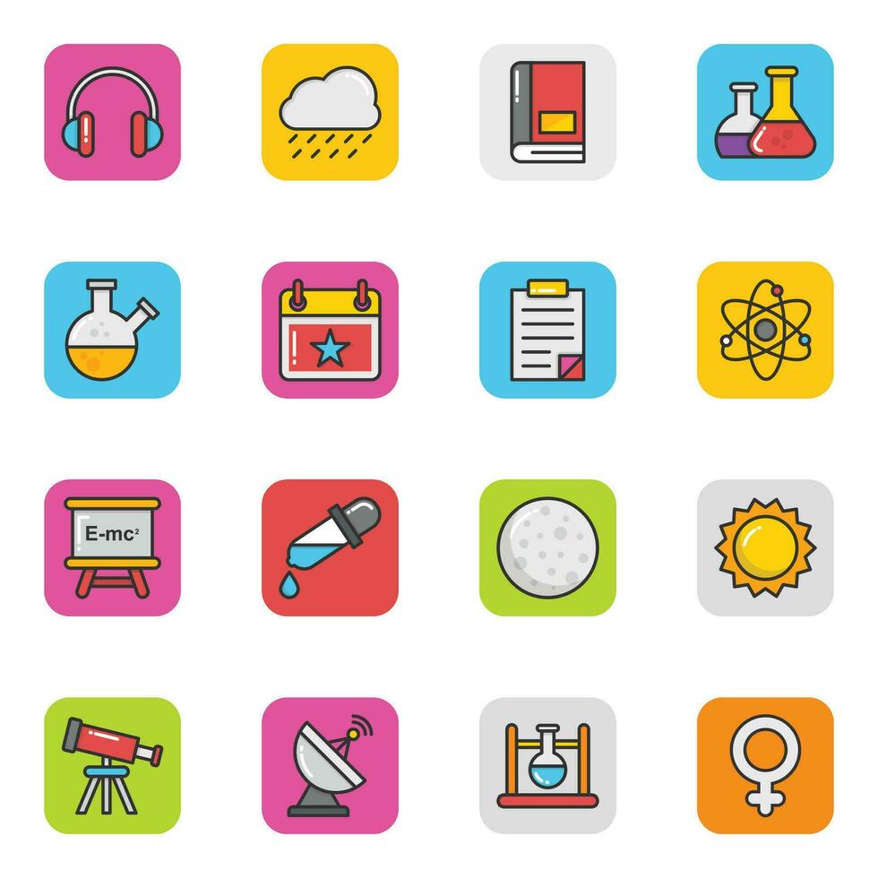 Bundle of Science Flat Icons vector