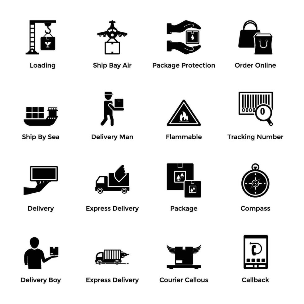Pack of Fast Delivery Glyph Icons vector