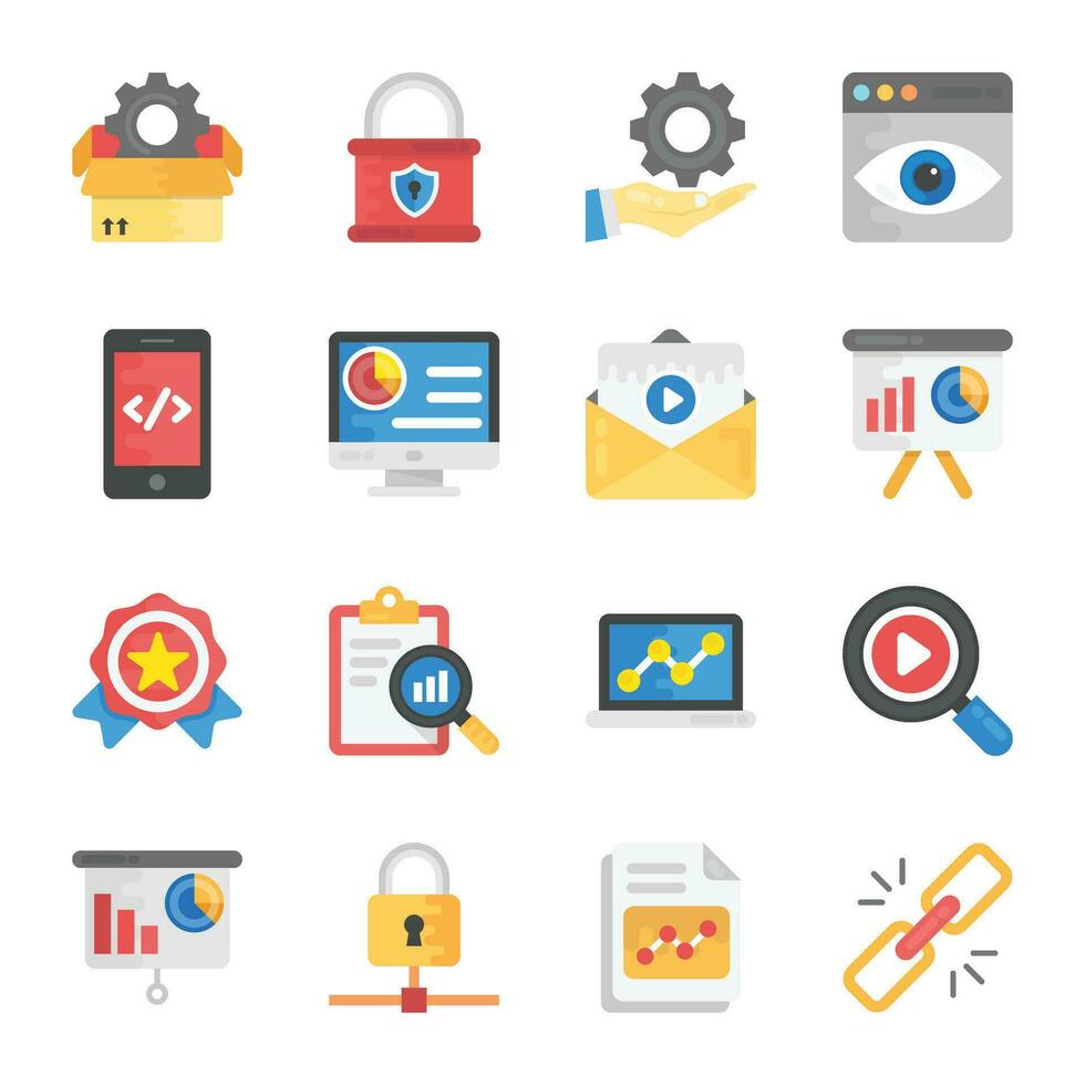 Set of SEO Management Flat Icons vector
