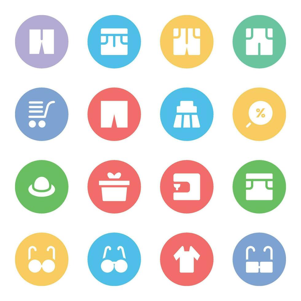 Set of Fashion Accessories Flat Icons vector