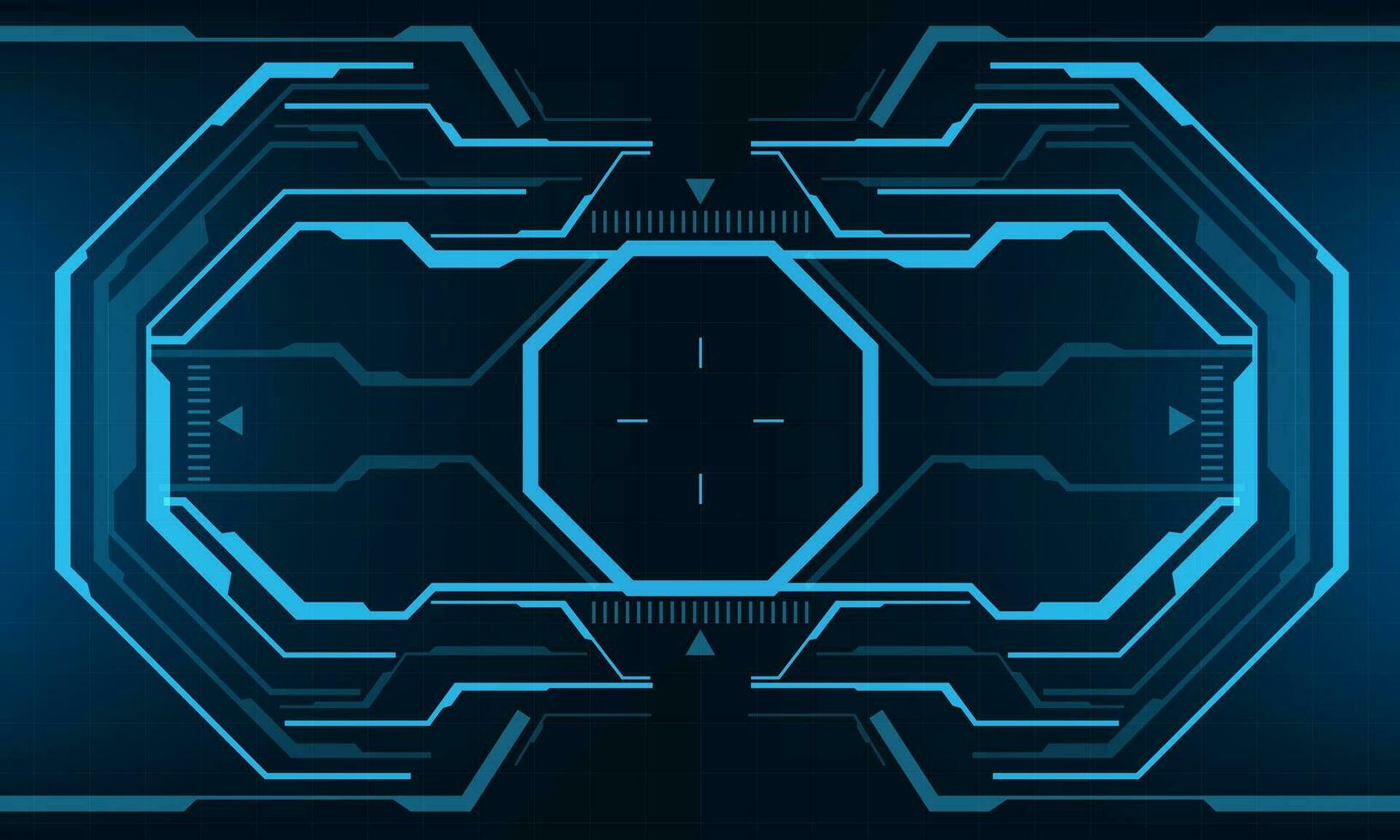 HUD sci-fi interface screen view blue octagon geometric design virtual reality futuristic technology creative display vector