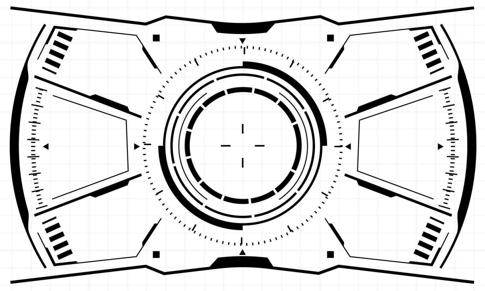 hud ciencia ficción interfaz pantalla ver negro geométrico en blanco diseño virtual realidad futurista tecnología creativo monitor vector