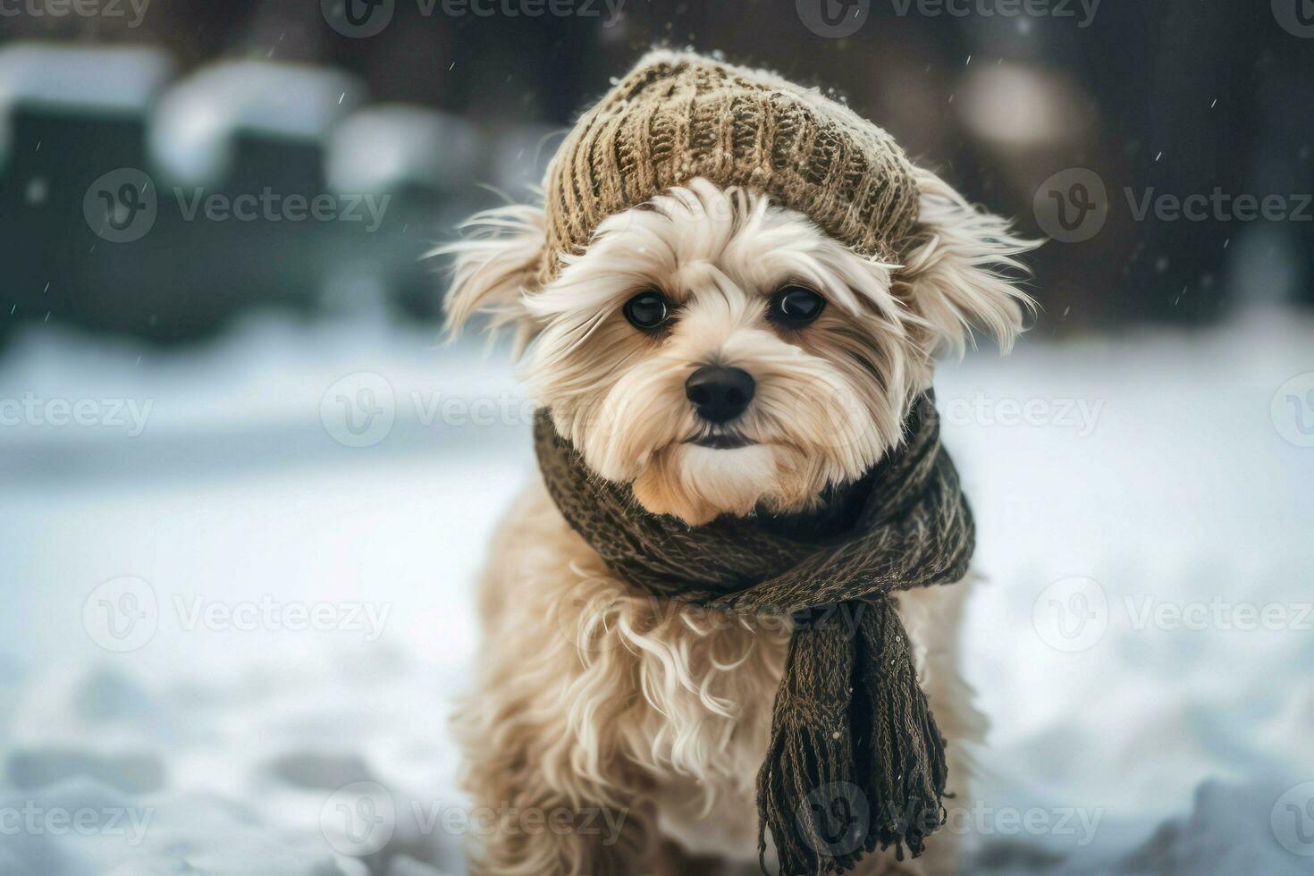 Dog hat scarf. Generate Ai photo