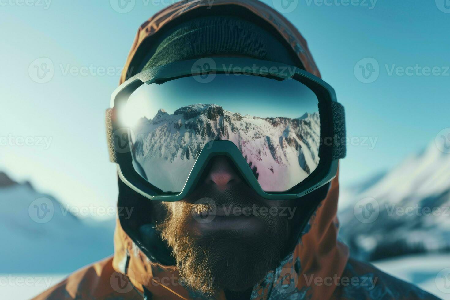 Reflexion mountains mask light. Generate ai photo