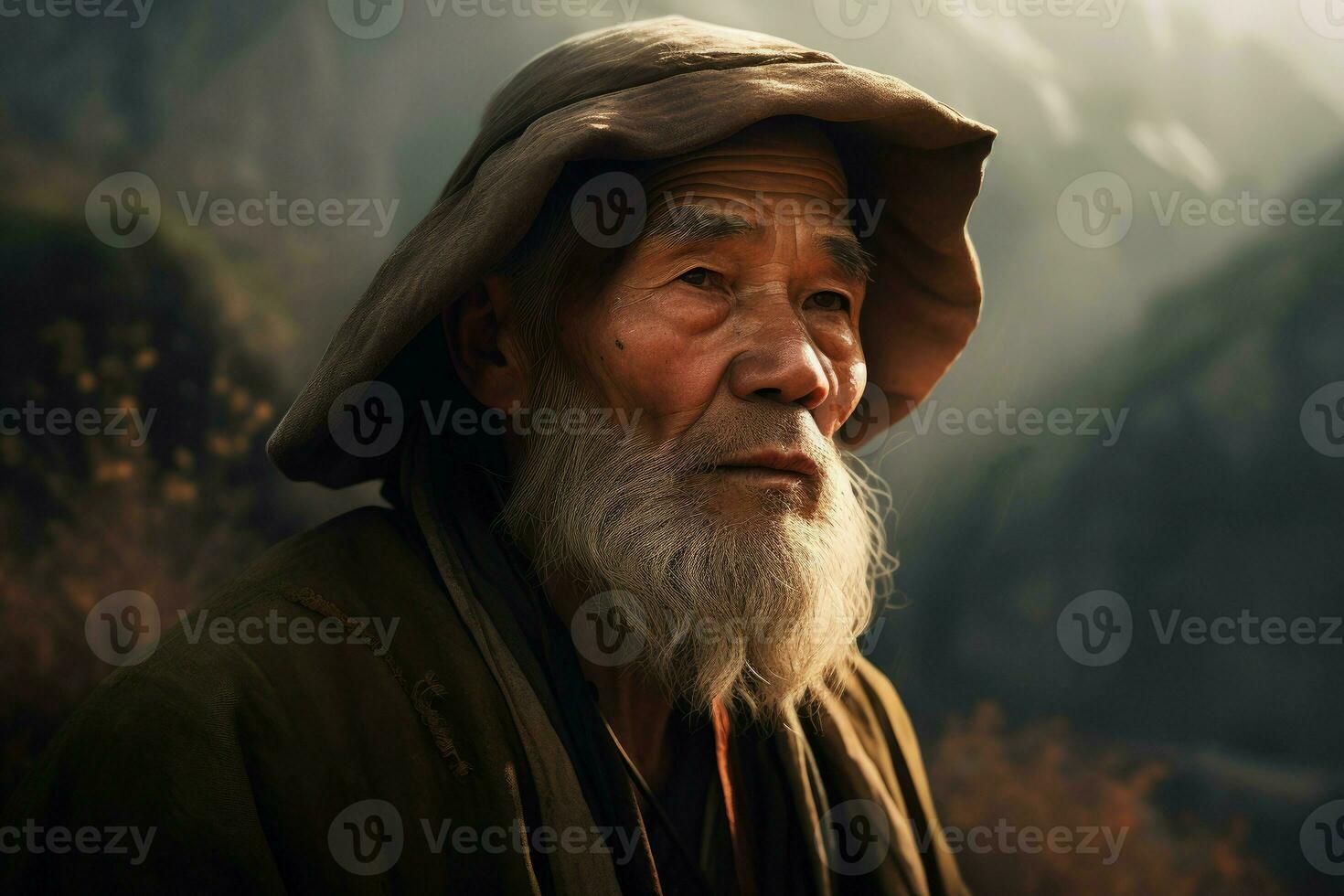 Chinese old man. Generate Ai photo