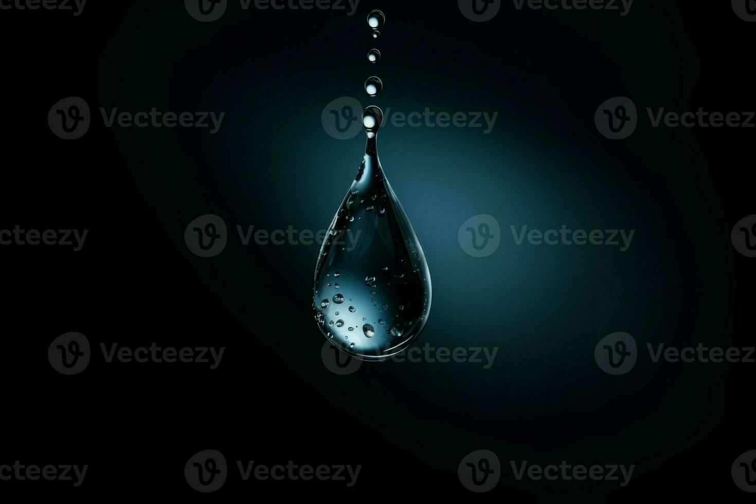 Water drop fall black liquid. Generate Ai photo