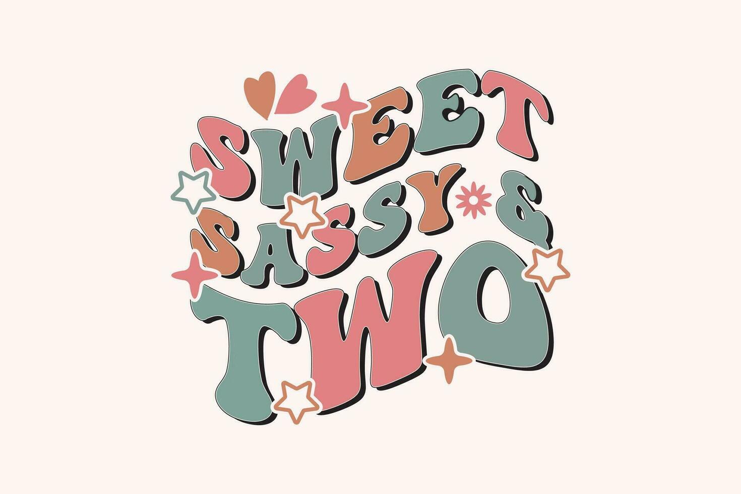 Sweet Sassy and Two, 2nd Birthday Girl EPS t-shirt design vector