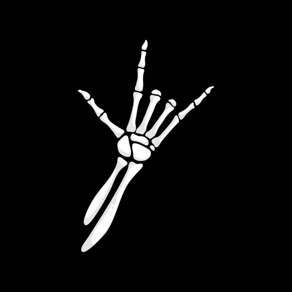 Skeleton hand making devil horns gesture gesture vector