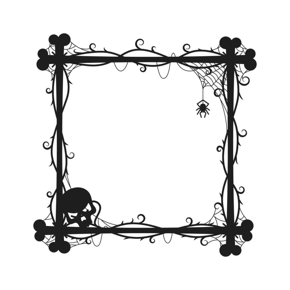 Víspera de Todos los Santos fiesta negro marco adornado con calaveras vector