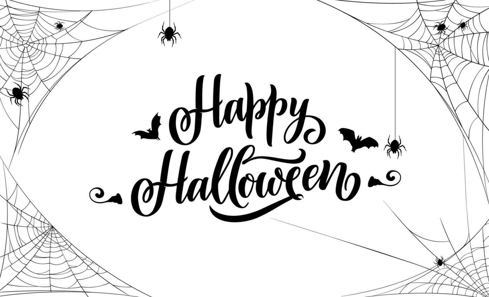 Happy Halloween banner with cobweb and spiders vector