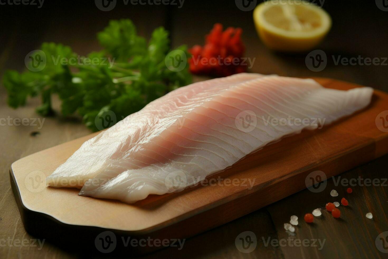 Raw fish fillet food. Generate Ai photo